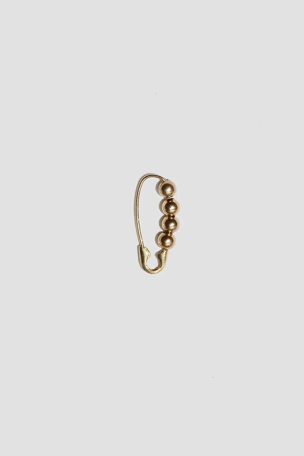 Mini Friendship Bead Safety Pin Earring in 14k Yellow Gold