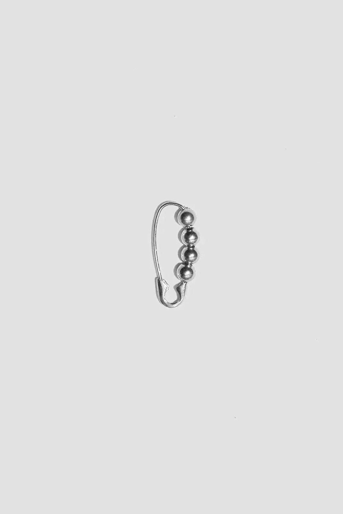 Mini Friendship Bead Safety Pin Earring in Sterling Silver