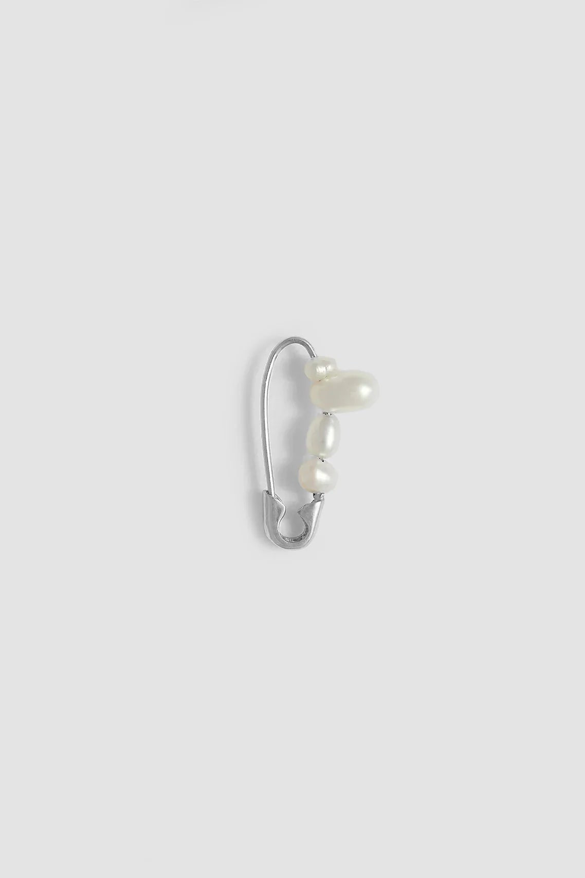 Mini Mixed Pearl Safety Pin Earring in Sterling Silver