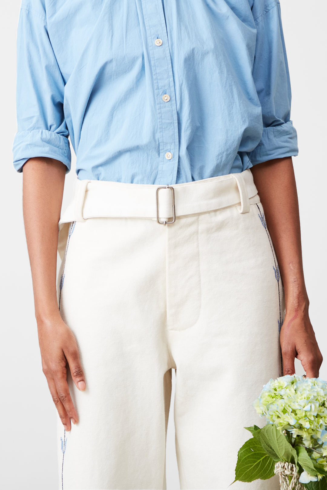 Leslie Pant in Embroidered Canvas by Caron Callahan