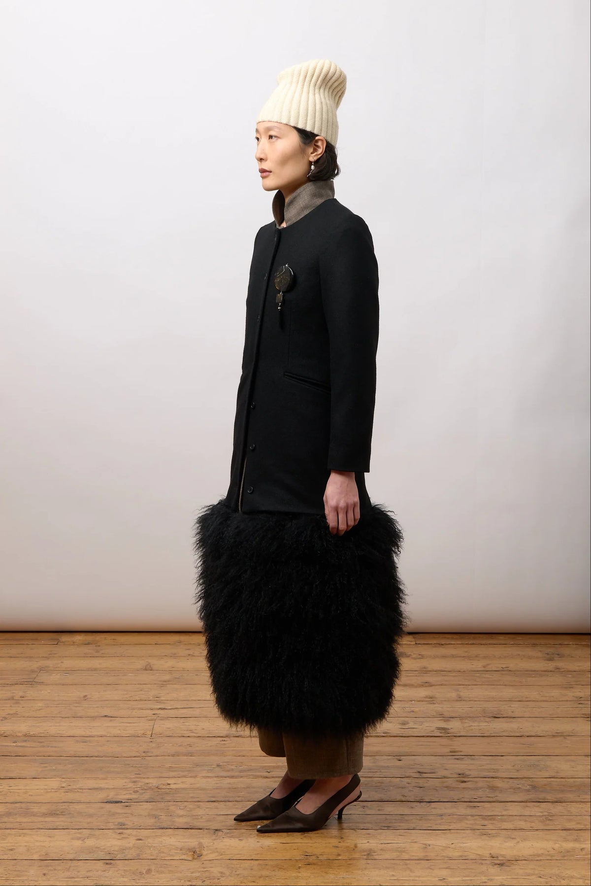 Nadia Fur Hem Jacket in Black