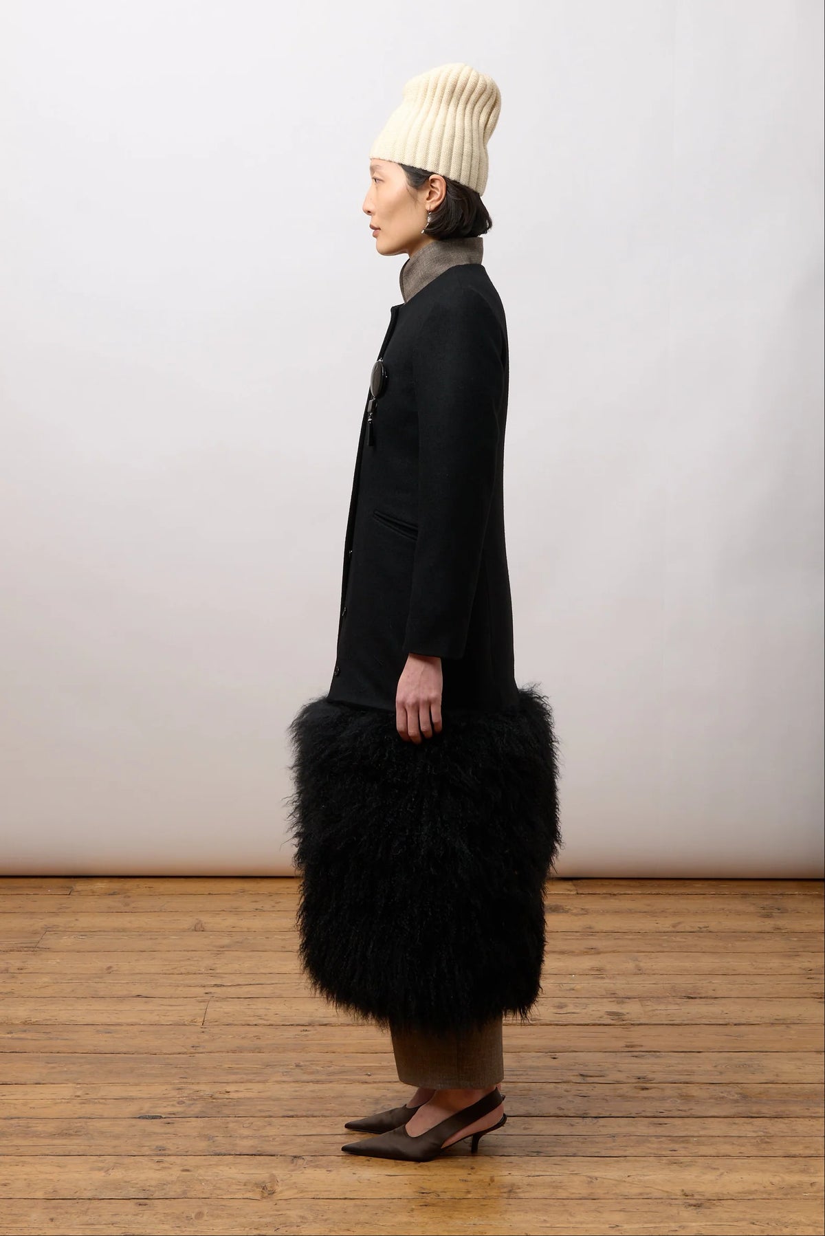 Nadia Fur Hem Jacket in Black