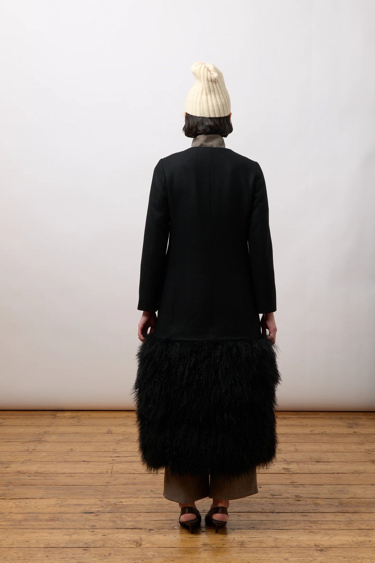 Nadia Fur Hem Jacket in Black