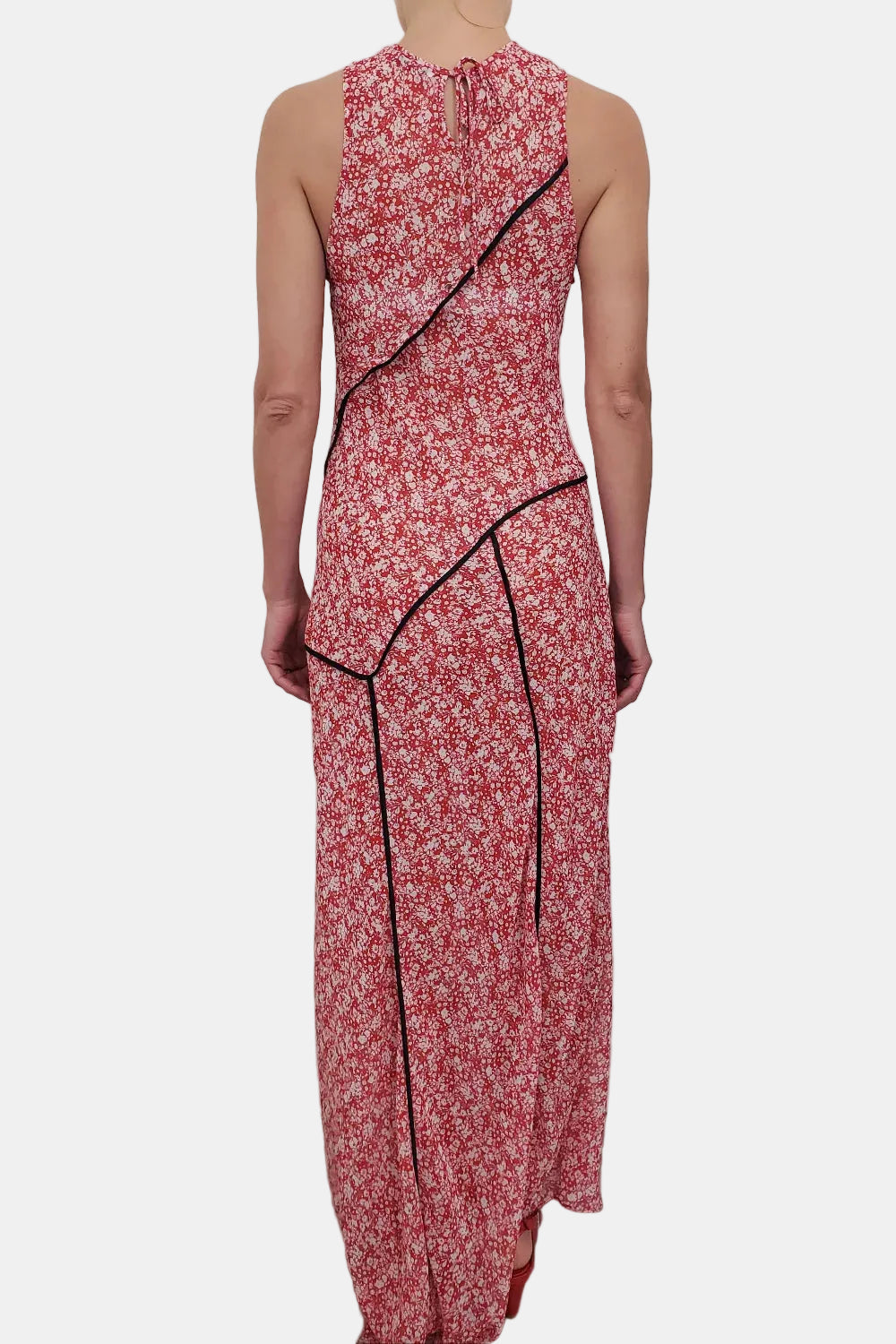 Paneled Maxi Bias Dress in Poppy Floral Chiffon