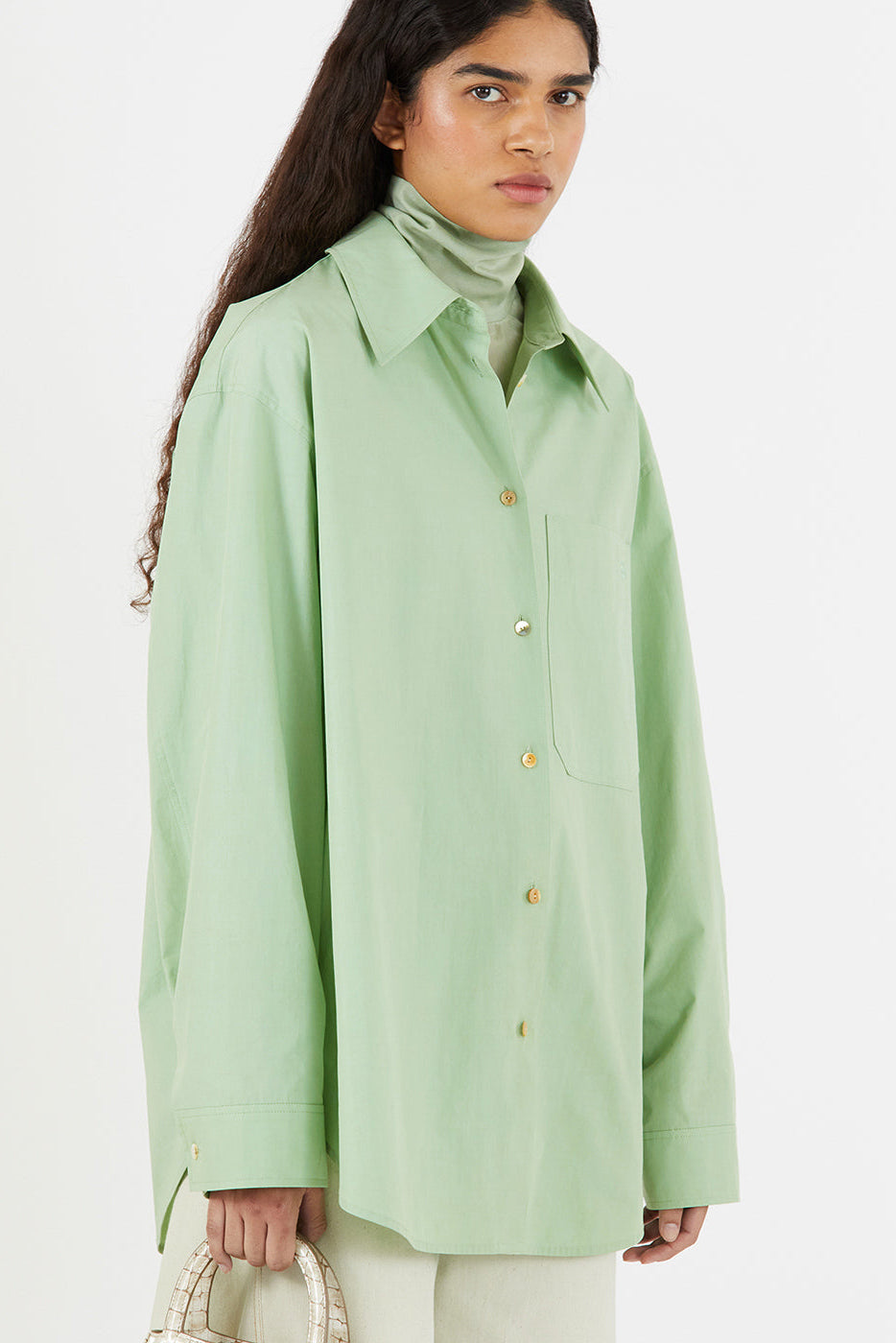 Caprice Shirt in Mint Organic Cotton by Rejina Pyo