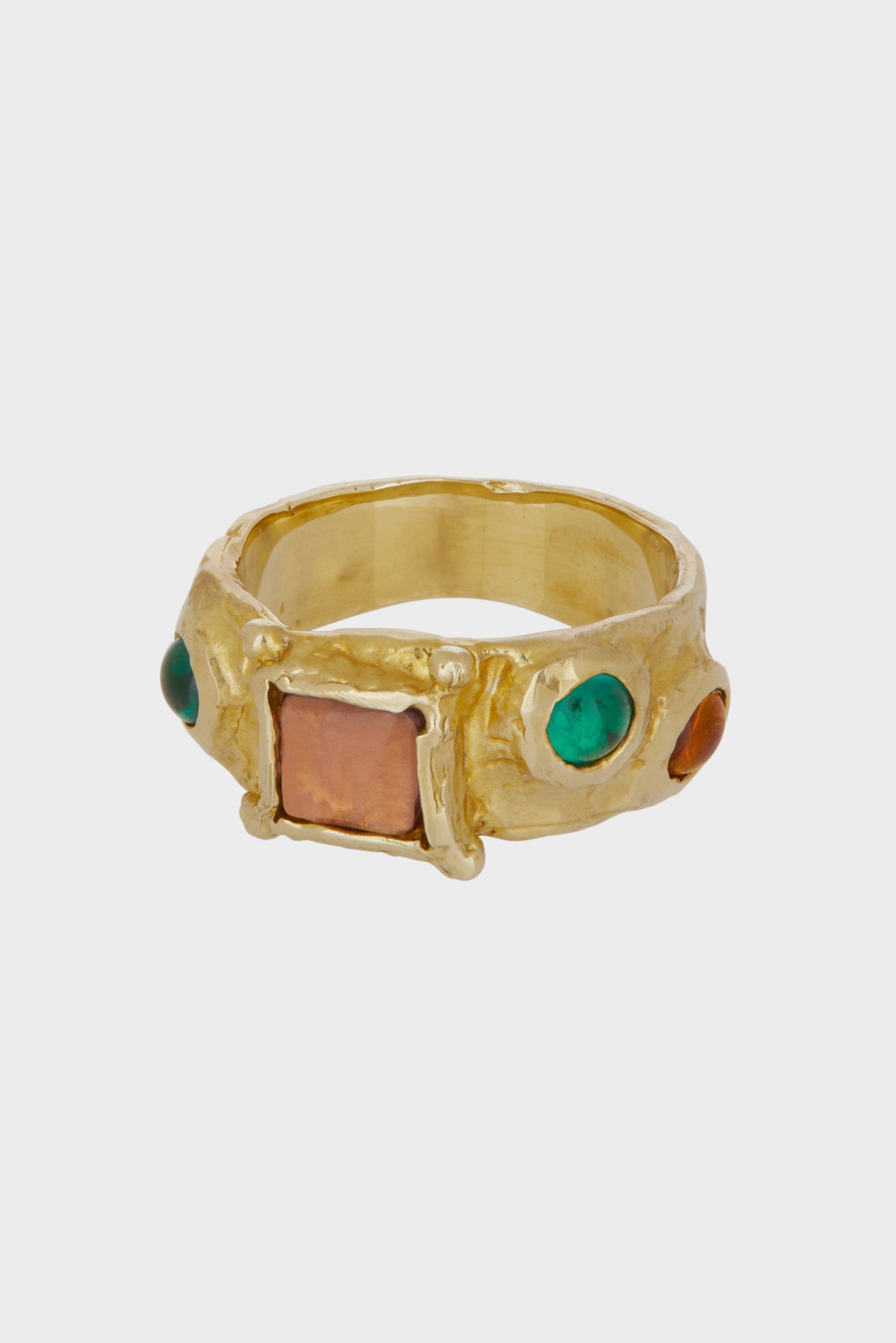Suede Ring in Brass - Lavender, Green & Yellow