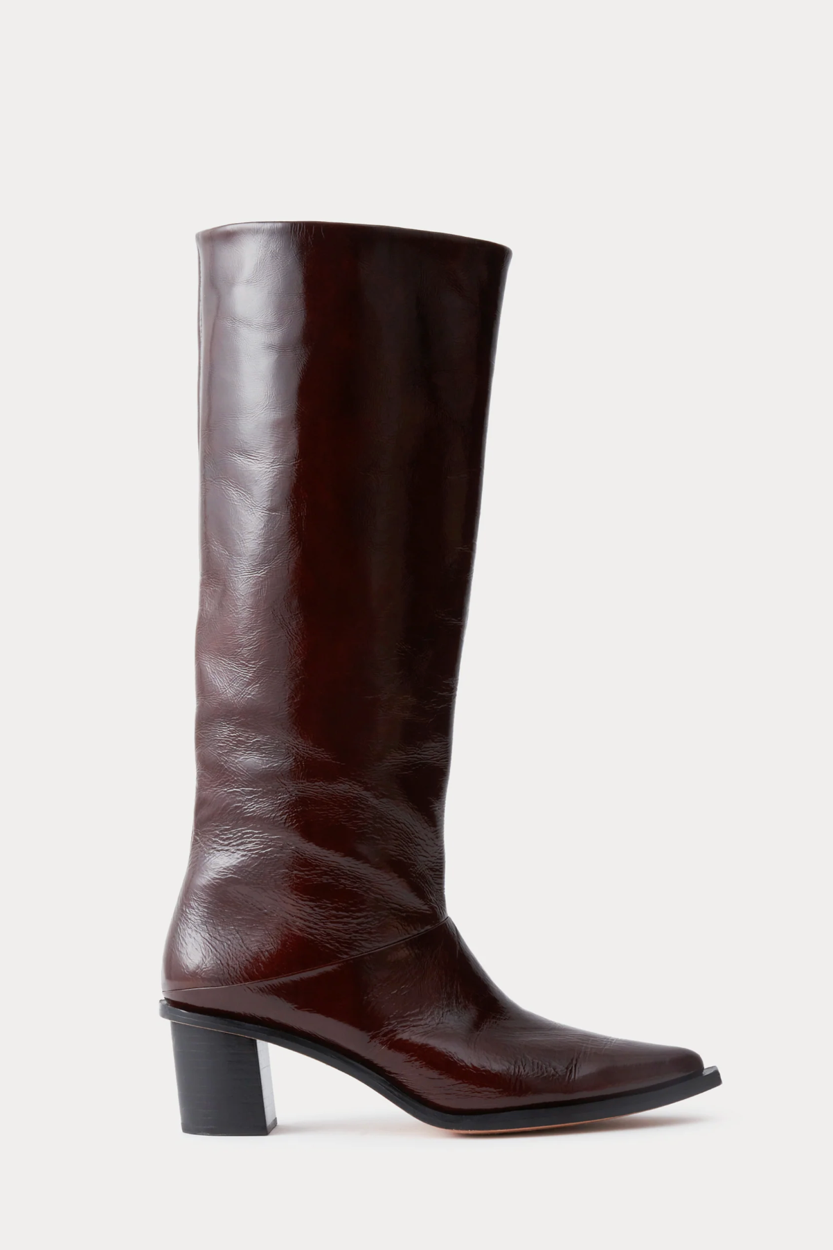 Rene Boot in Chestnut Crinkle Patent Leather