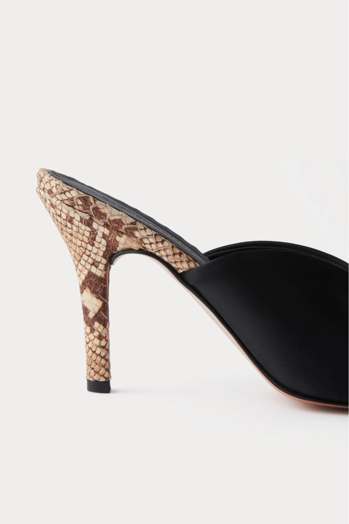 Santi Mule in Black Bonded Satin