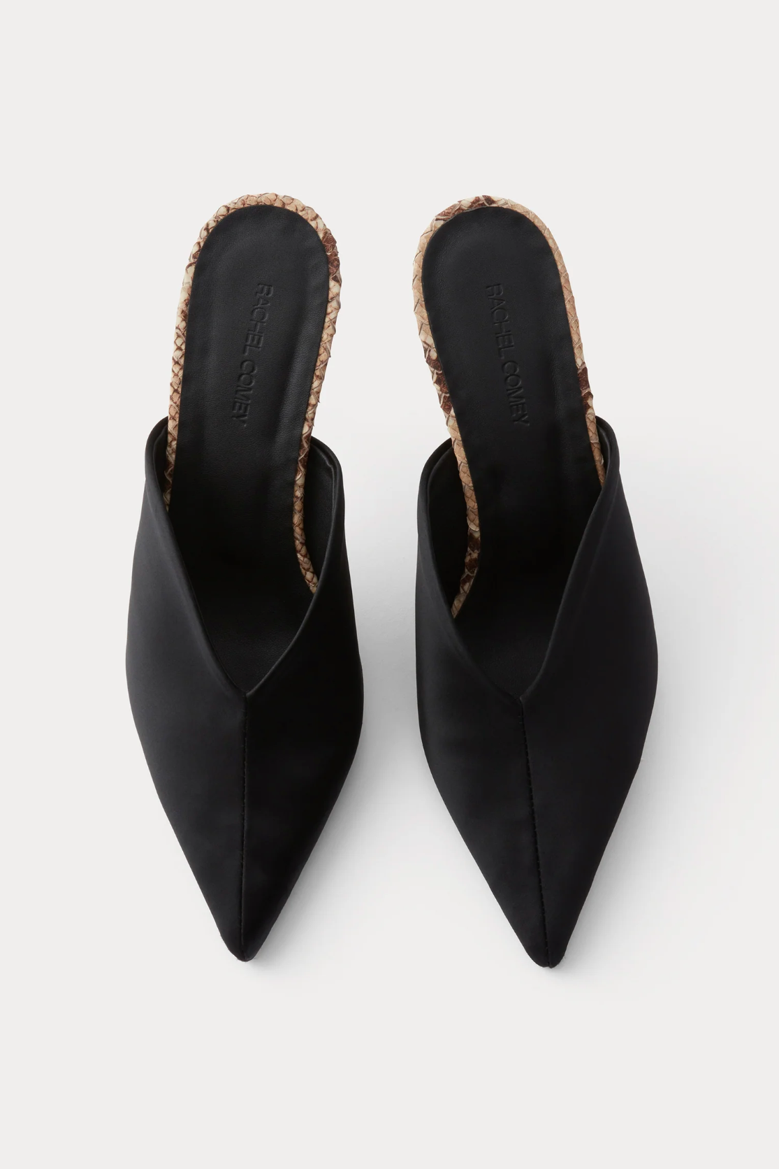 Santi Mule in Black Bonded Satin