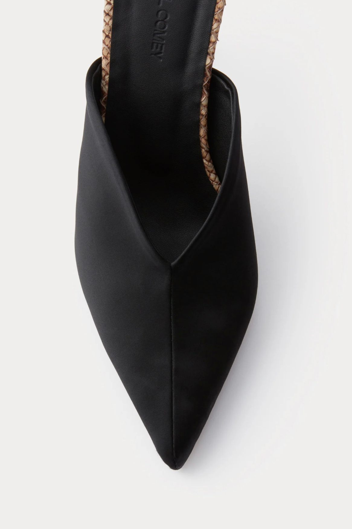 Santi Mule in Black Bonded Satin