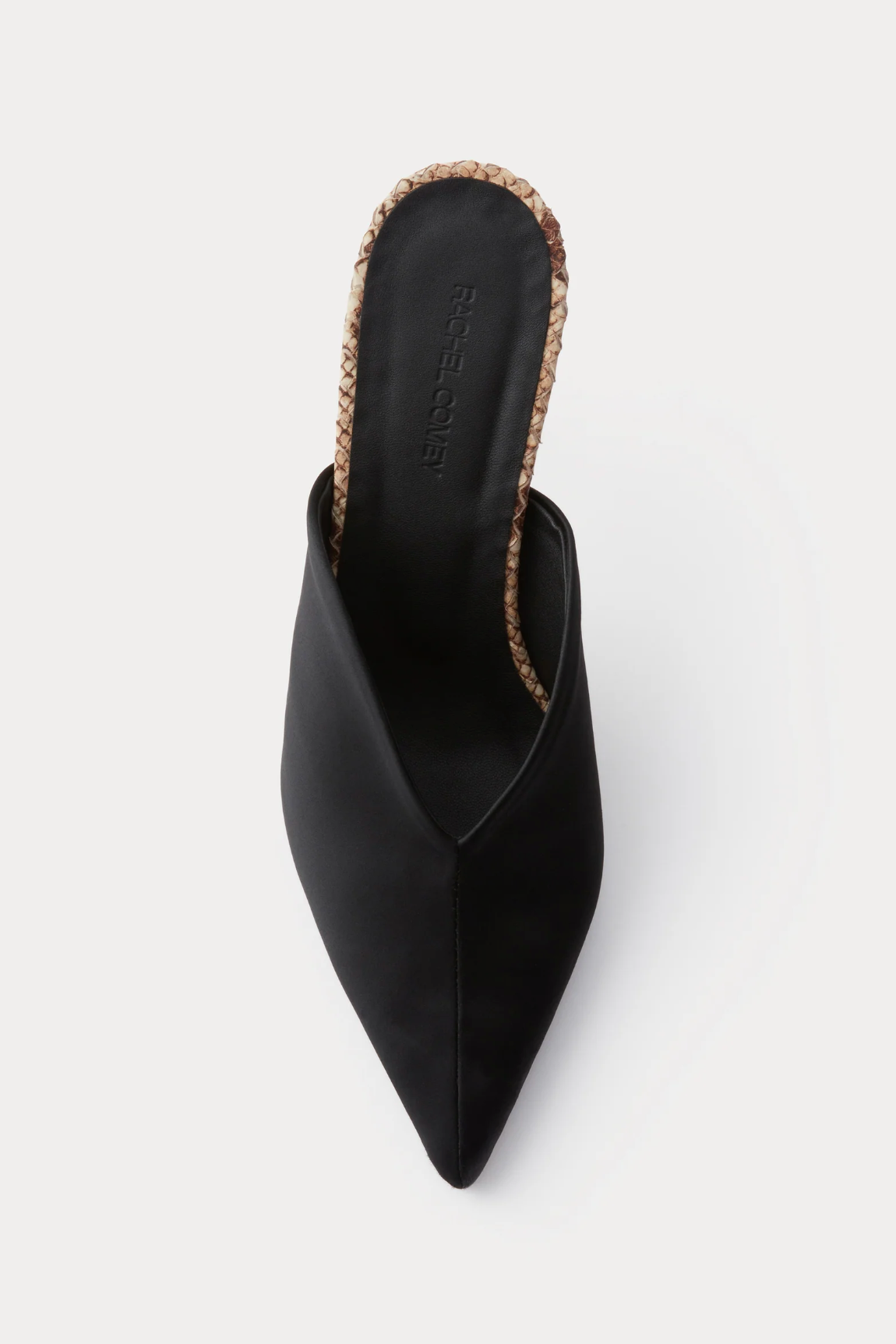 Santi Mule in Black Bonded Satin