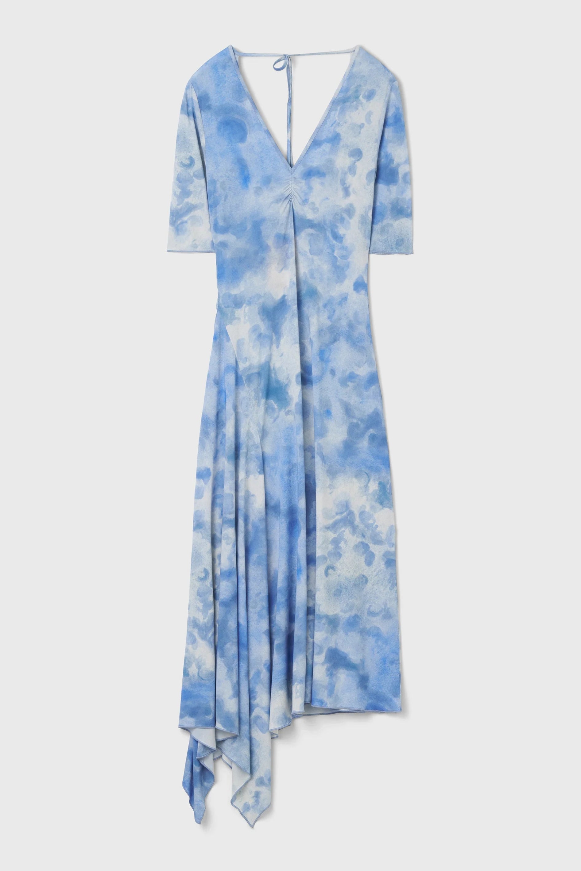 Jett V-Neck Open Back Tricot Dress in Clouds