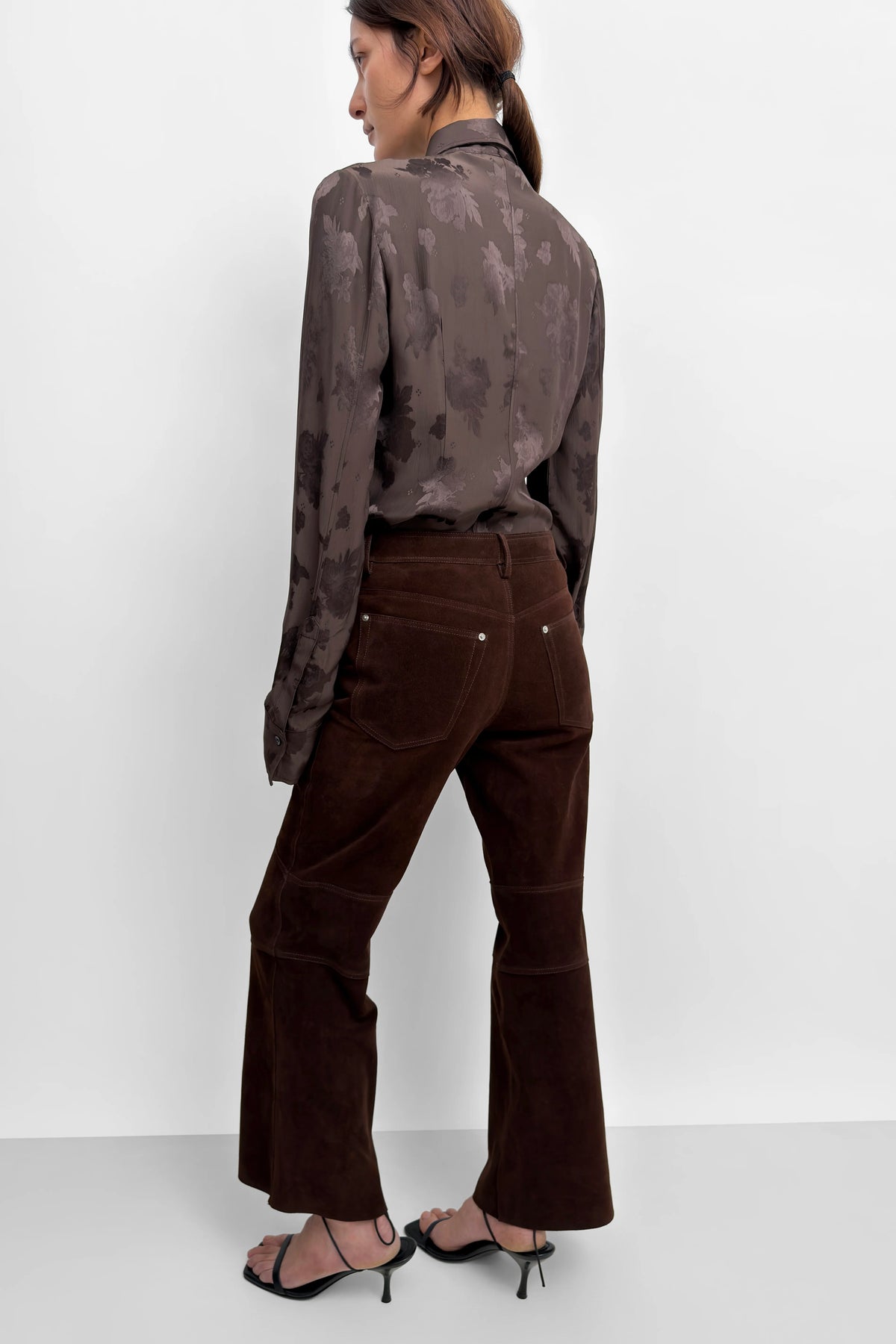 Joon Suede Kickflare Pant in Dark Coffee
