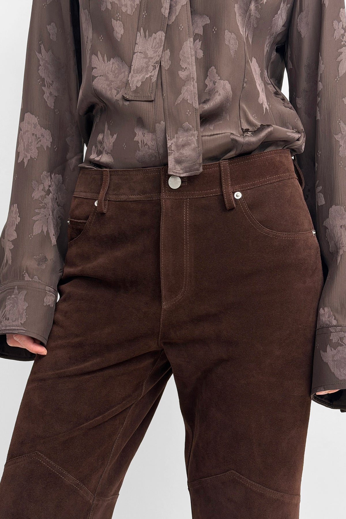 Joon Suede Kickflare Pant in Dark Coffee