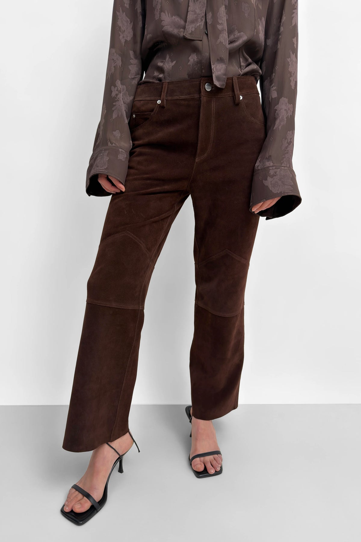 Joon Suede Kickflare Pant in Dark Coffee
