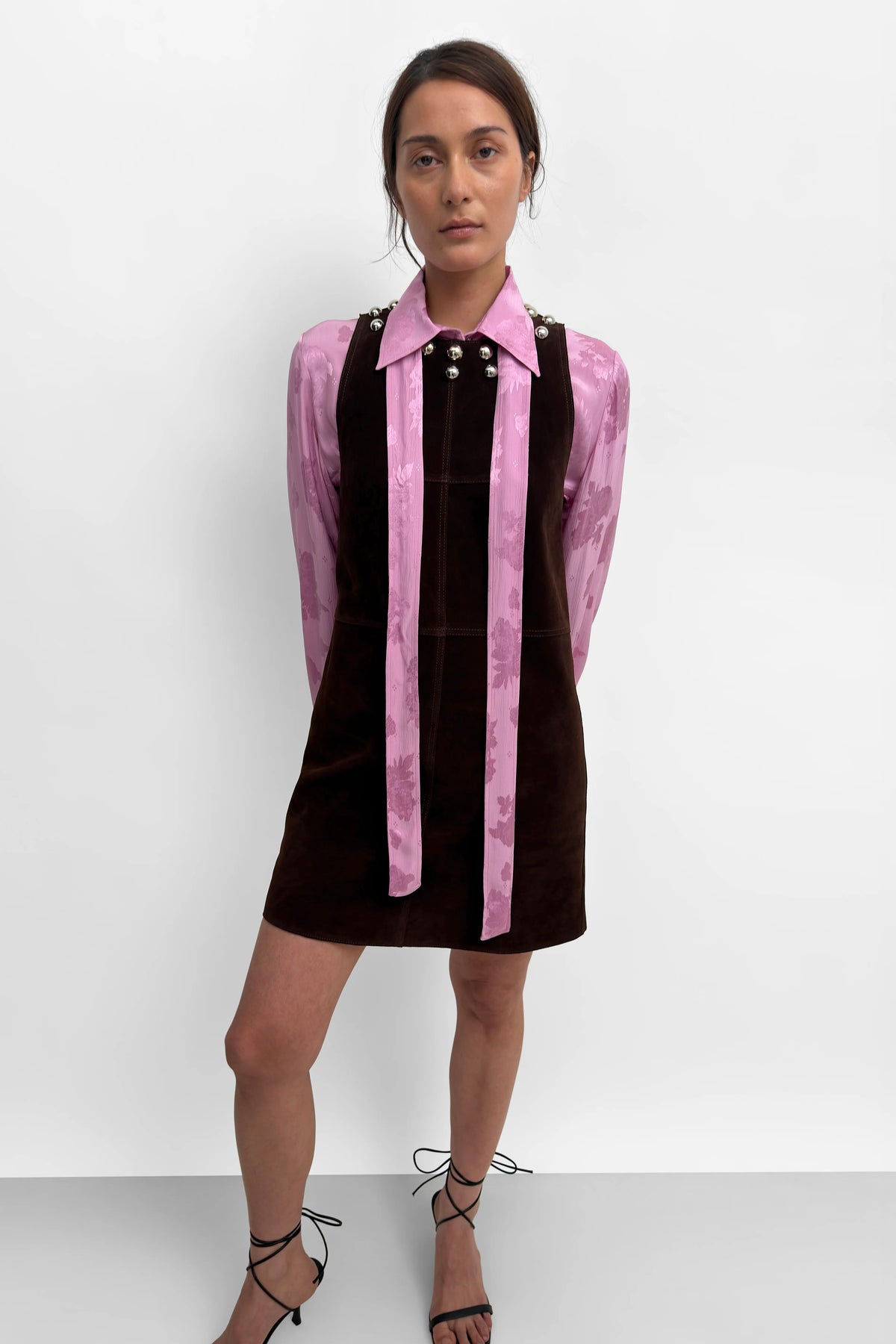 Minji Suede Dress in Dark Coffee
