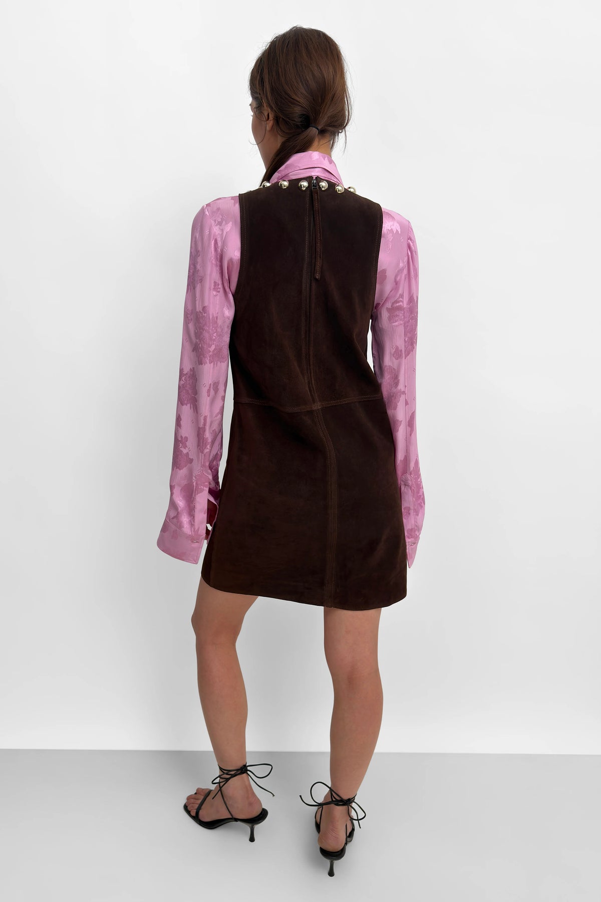Minji Suede Dress in Dark Coffee