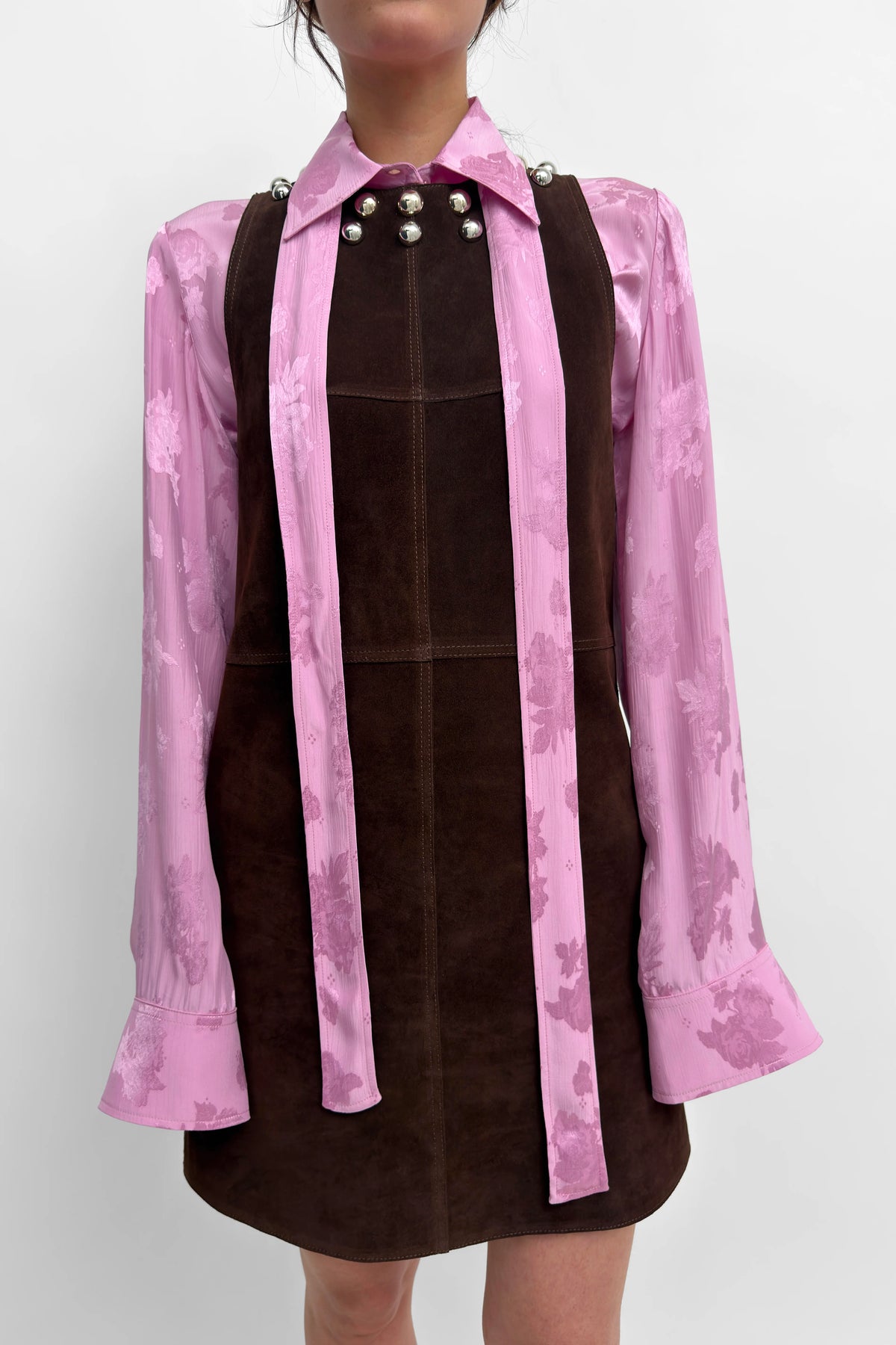 Minji Suede Dress in Dark Coffee