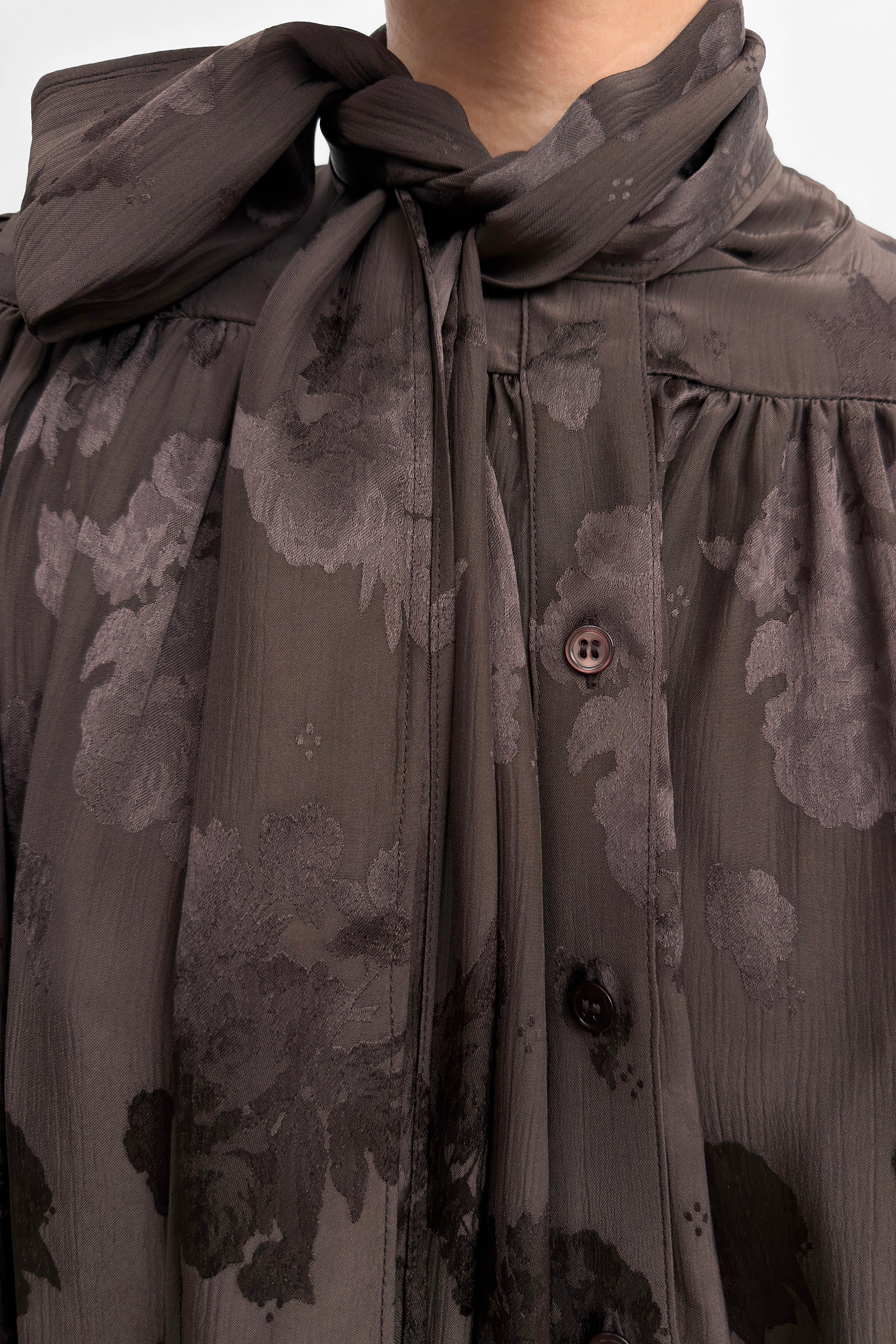 Nayou Mini Bow Tie Dress in Dark Coffee