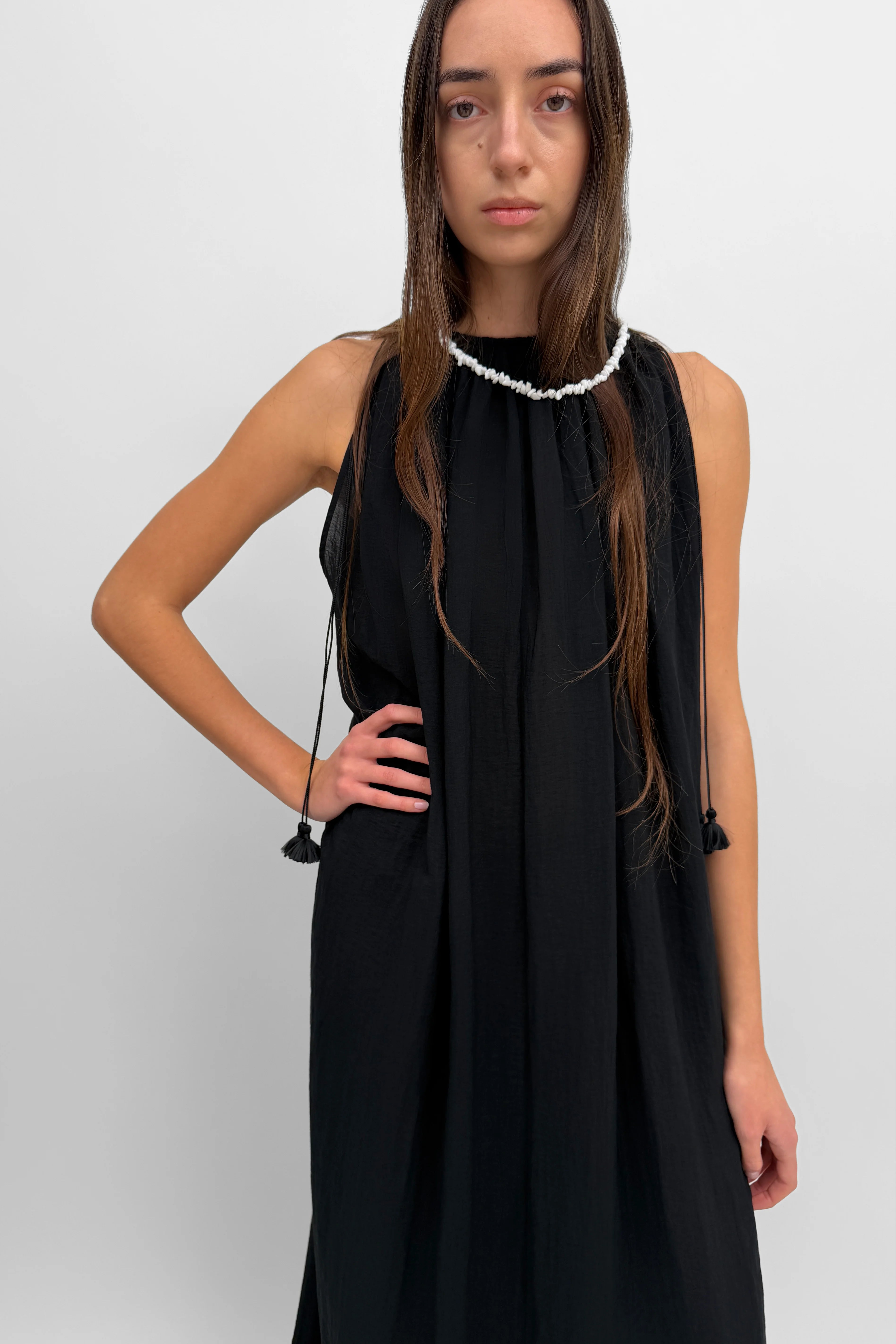 Lobelia Maxi Halter Neck Dress in Mona Lisa