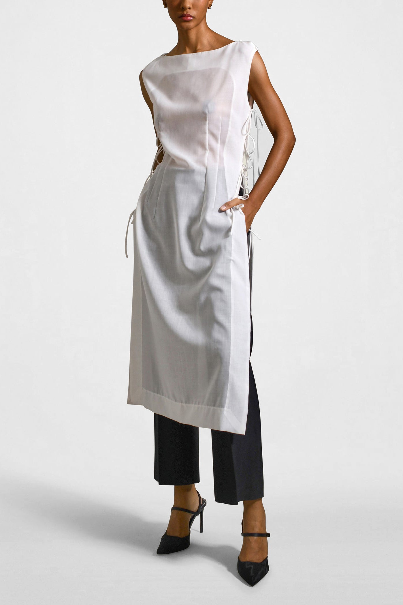 Elizabeth Vest Dress in Summer Wool Voile by Kallmeyer