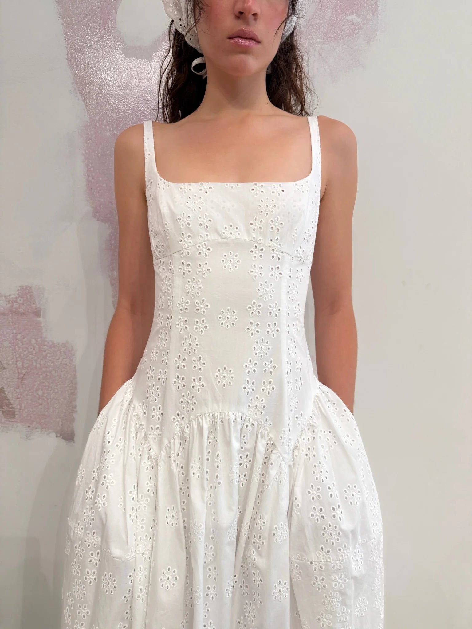 Cricket Dress in White Eyelet