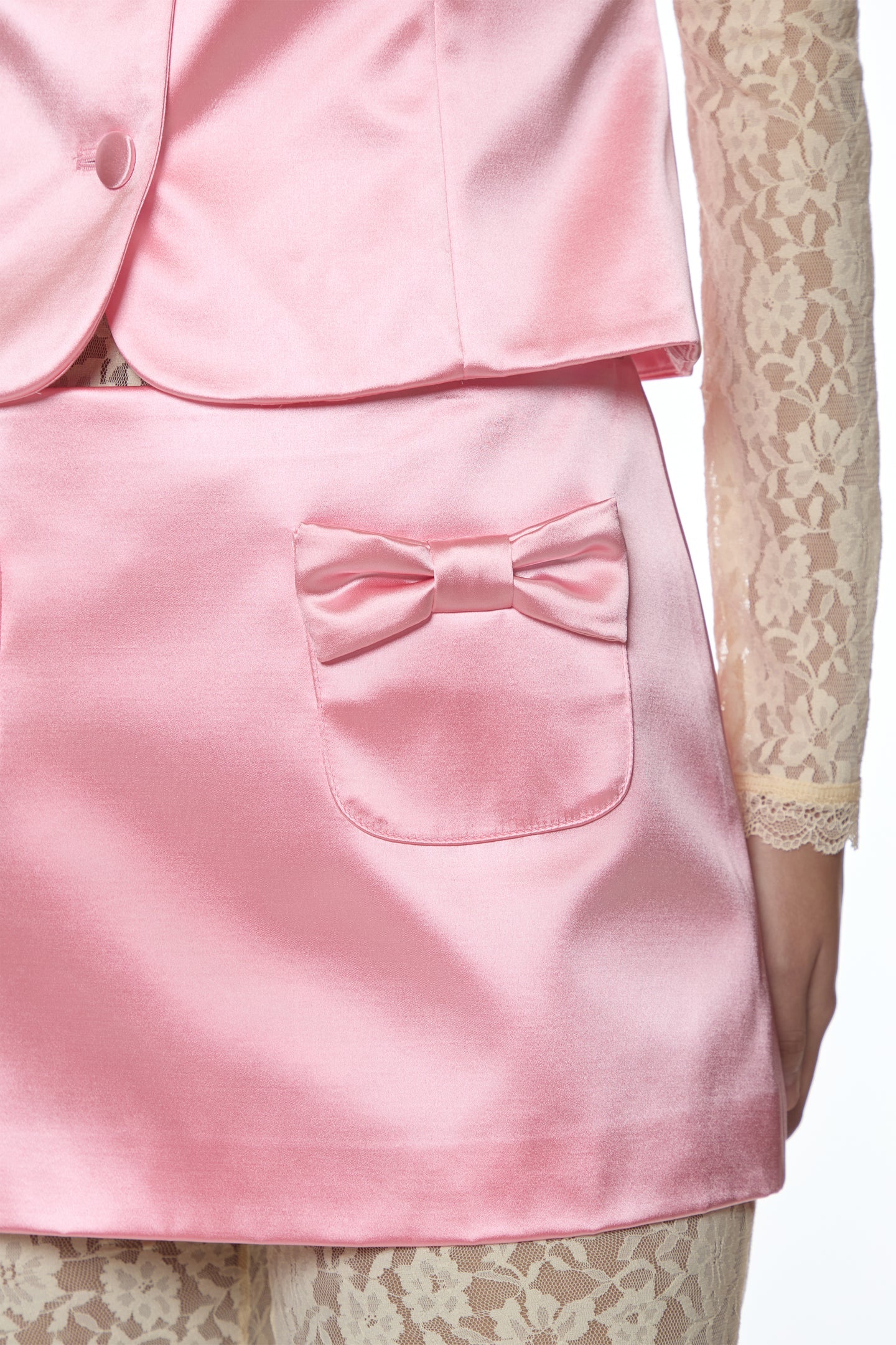 Plush Skirt in Pink Satin