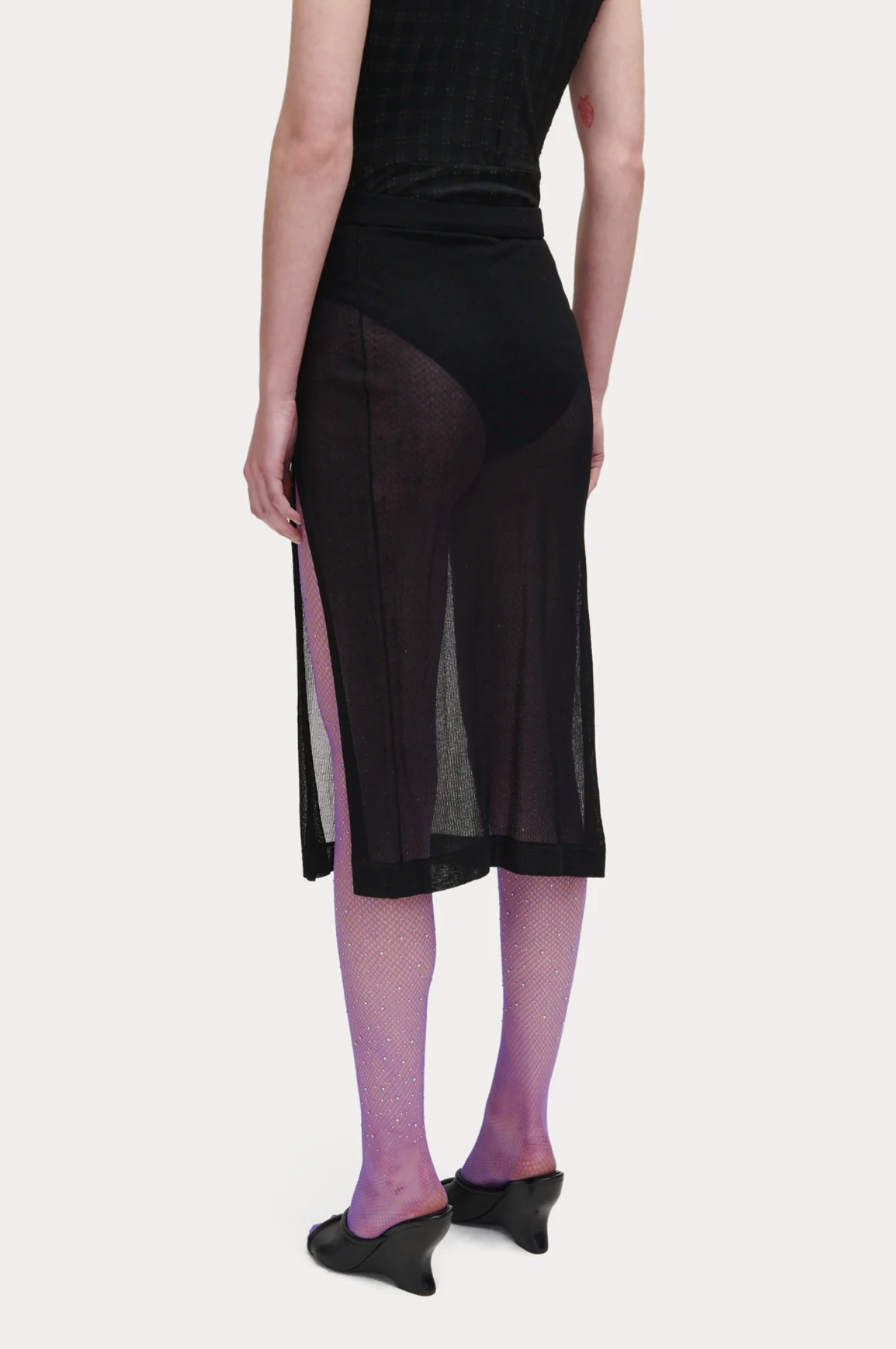 Abreu Skirt in Black Gauzy Knit by Rachel Comey