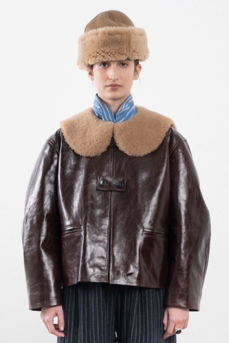 Leather Ellie Jacket in Canada Brown