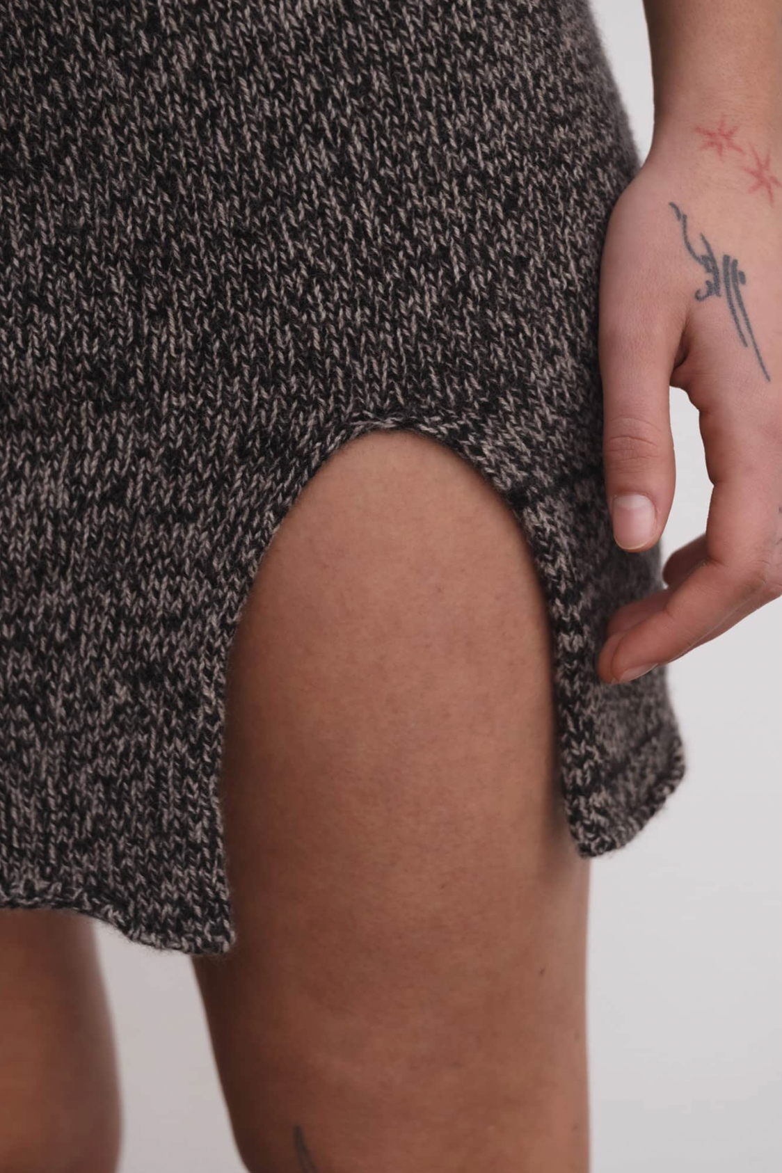 Kem Mini Skirt in Black & Camel Melange