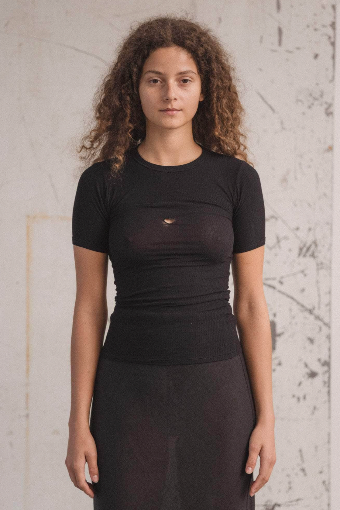 Heart Tee Shirt In Black