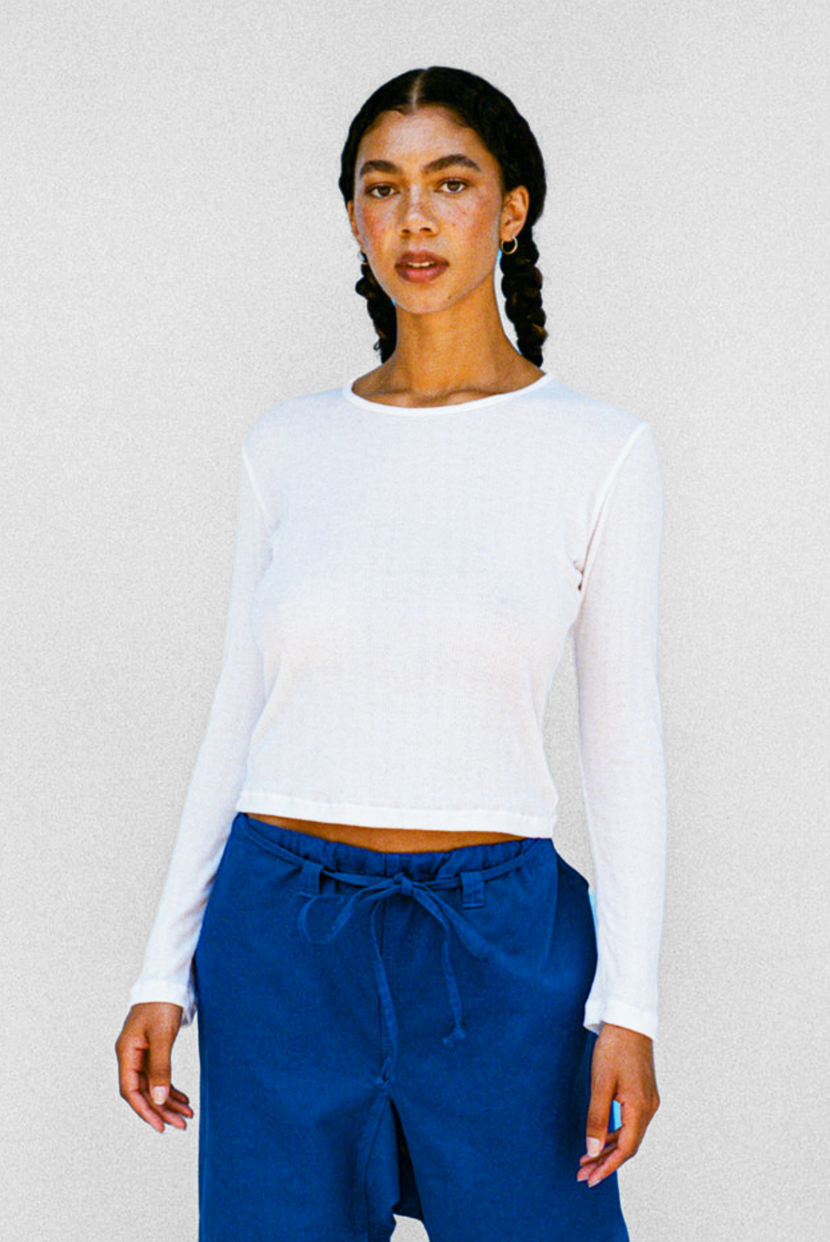 GIL RODRIGUEZ | Pointelle Perla Long Sleeve Tee in White – Recital