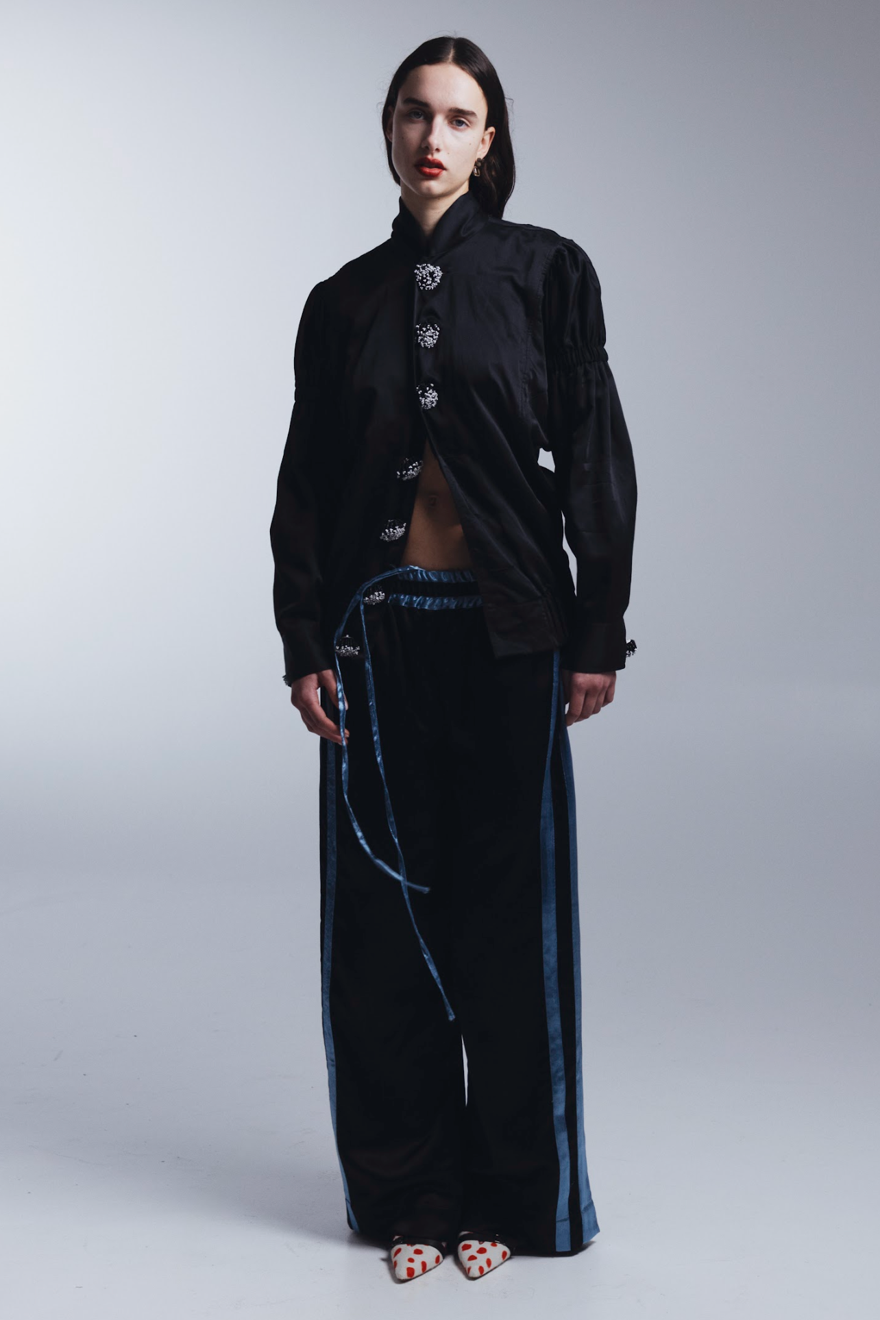 Victory Bomber with Beaded Buttons in Black