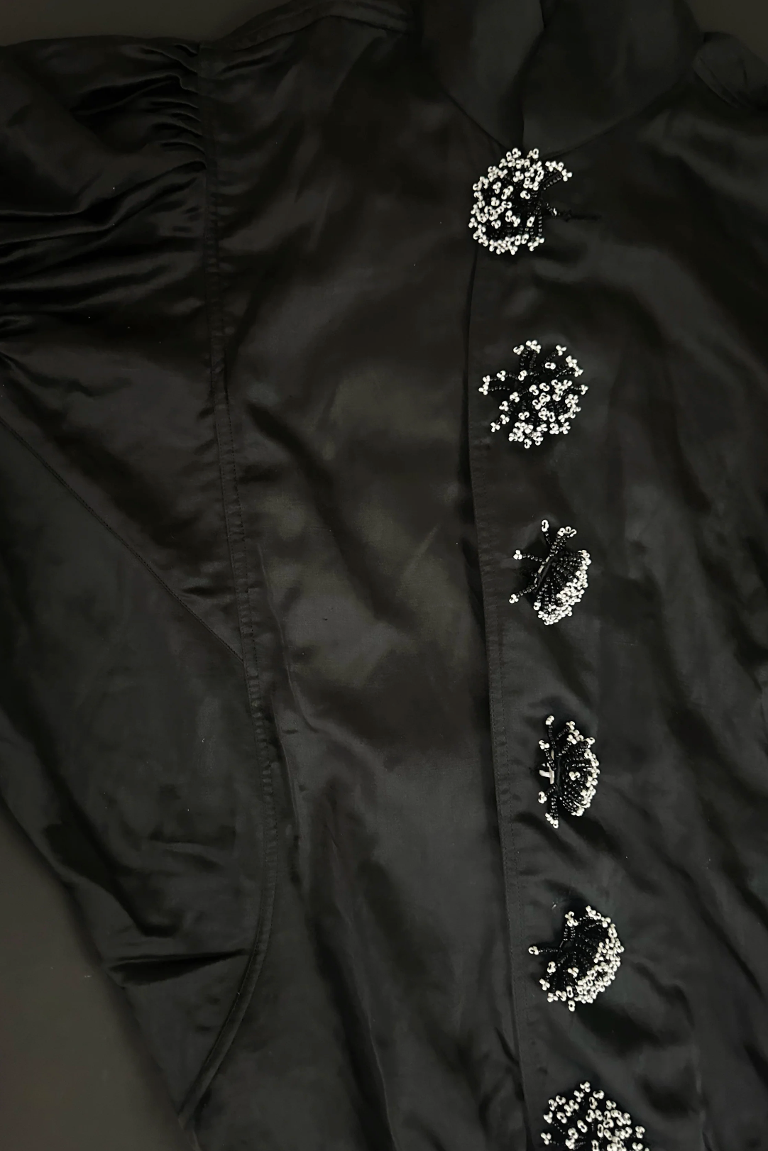 Victory Bomber with Beaded Buttons in Black