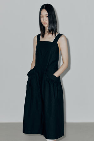 Apron Dress in Black by Low Classic