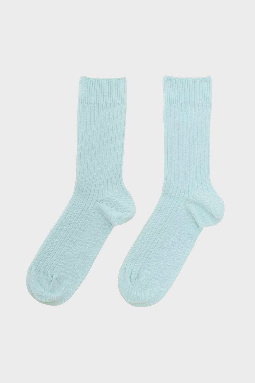 Rib Overankle Socks in Lagoon Blue by Baserange