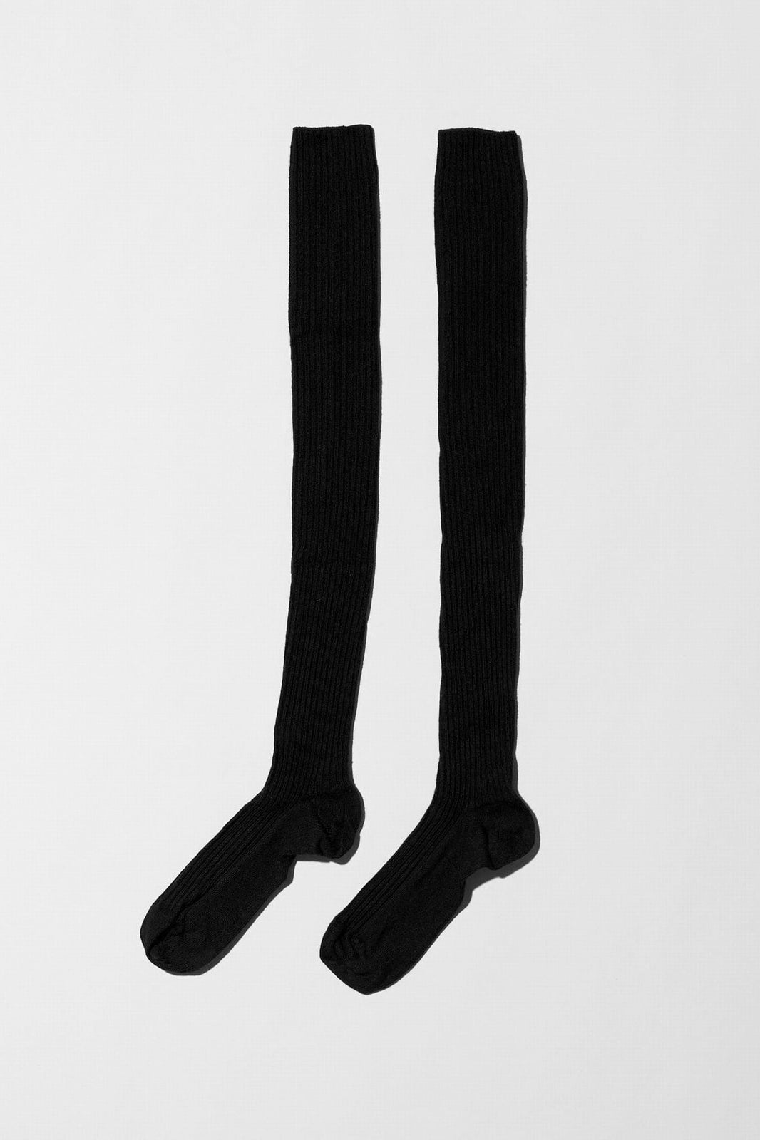Rib Overknee Socks in Black