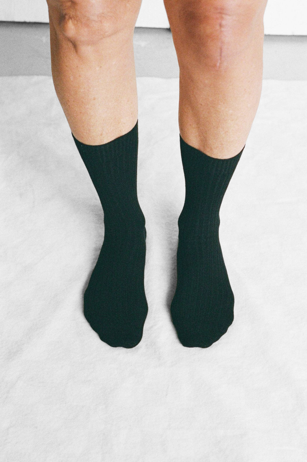 Rib Overankle Socks in Black by Baserange