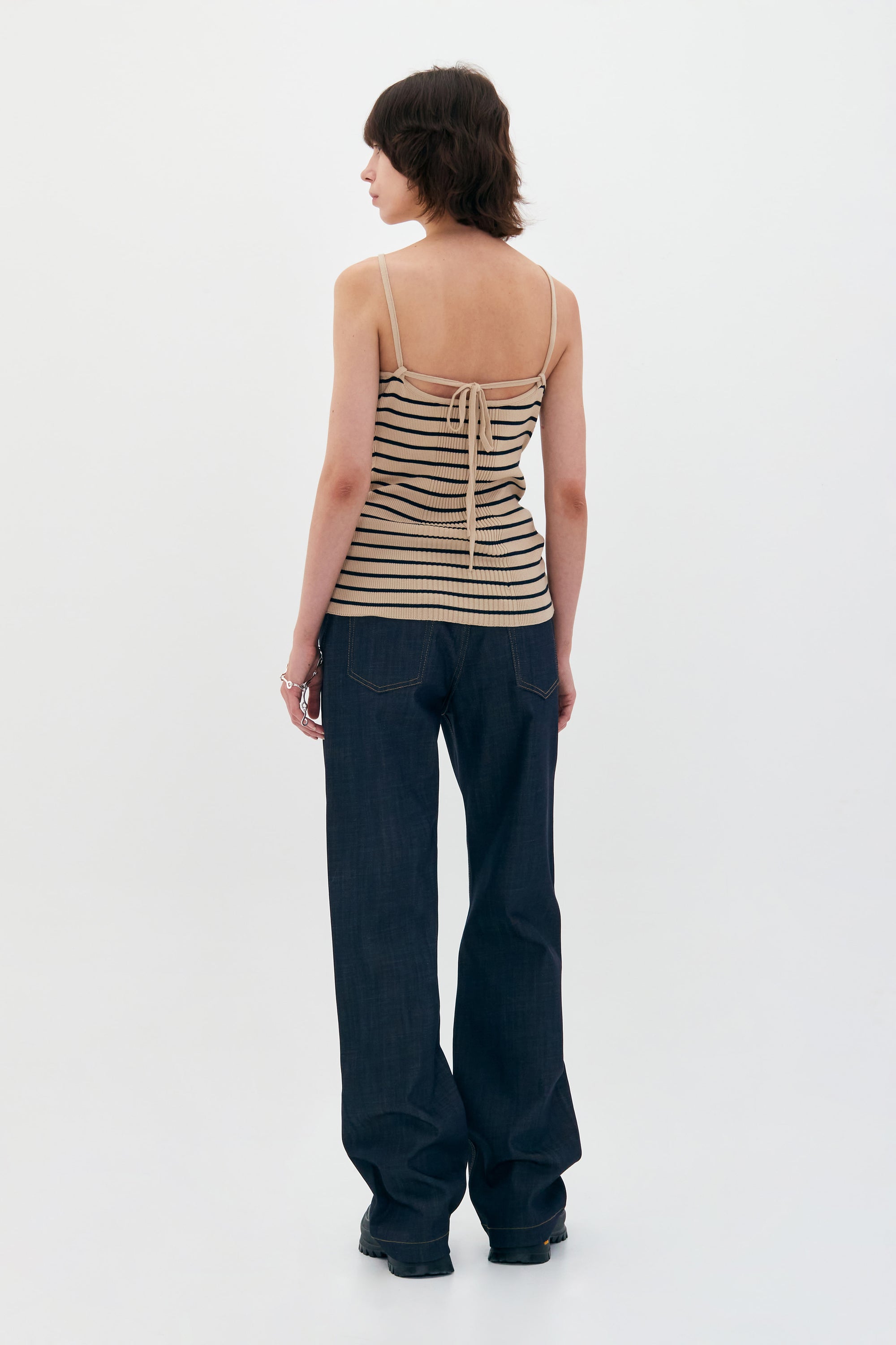 Sleeveless Knit Halter in Beige Stripe by Low Classic http://www.shoprecital.com