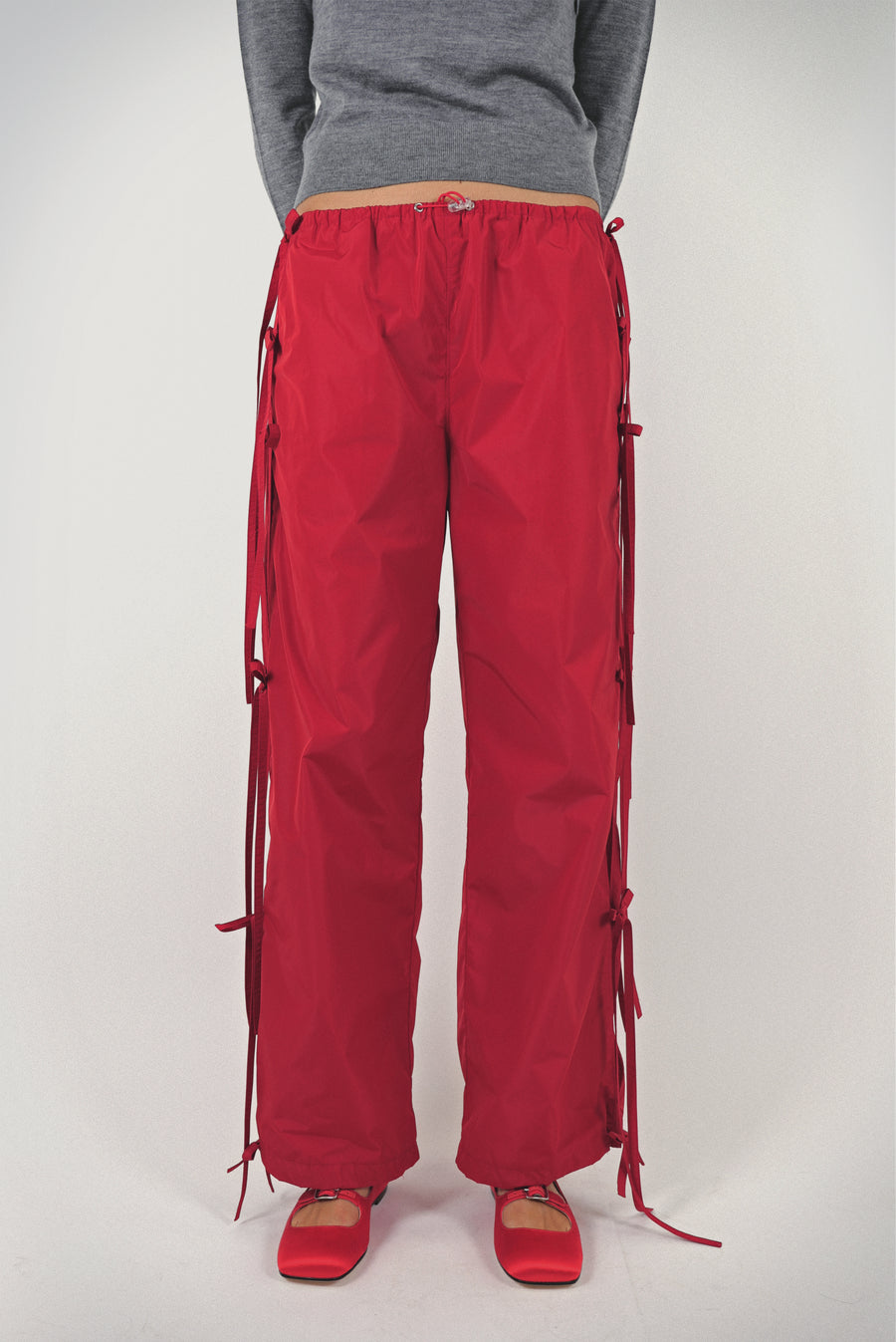 Cam Pants in Red Taffeta by Sandy Liang 