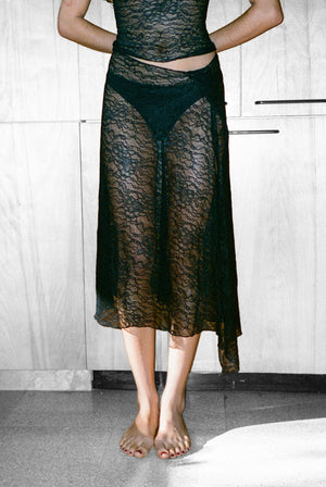 Lace Asymmetrical Skirt in Black