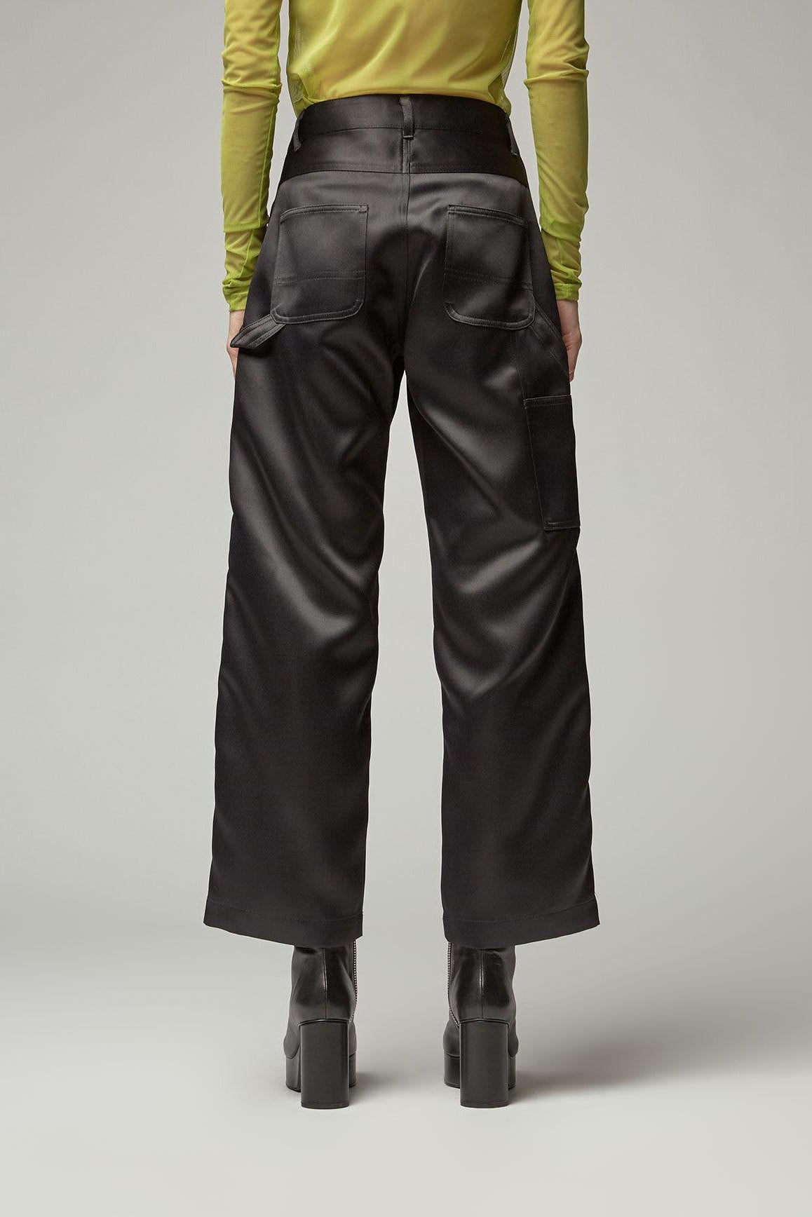 Painter Pants in Black Duchess Satin by Nomia