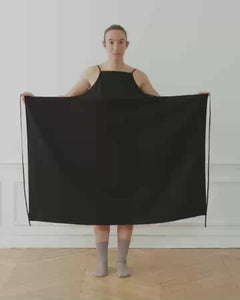 Yumi Apron Dress in Black Silk by Baserange 