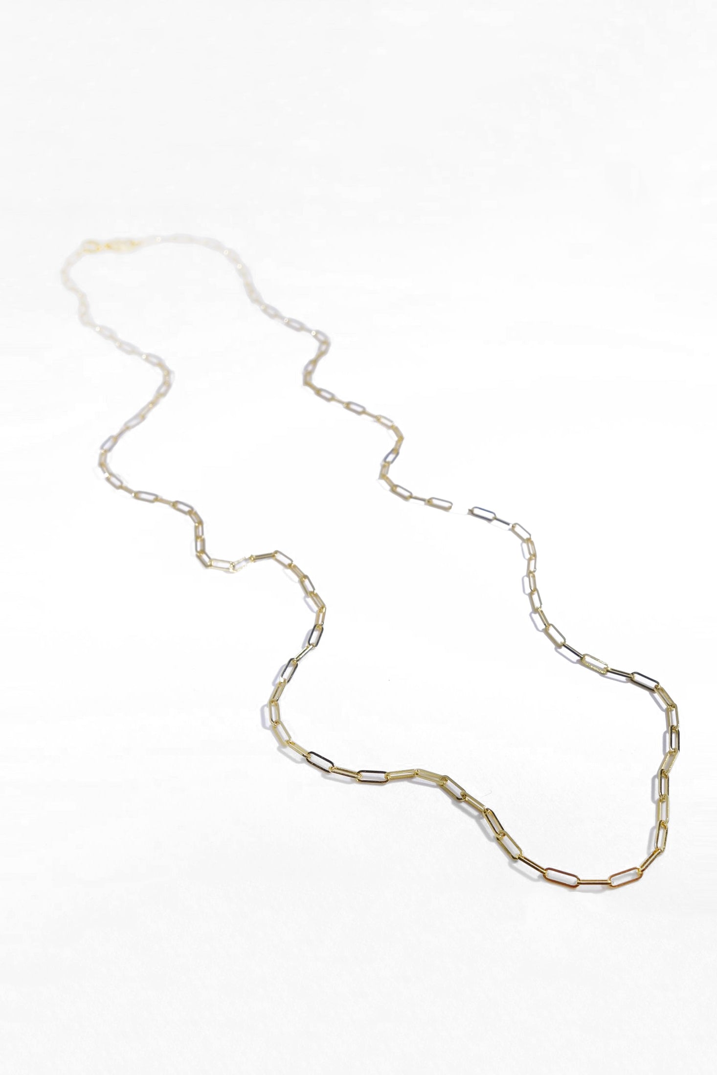 Skinny Linked Paperclip Chain in 14k Gold