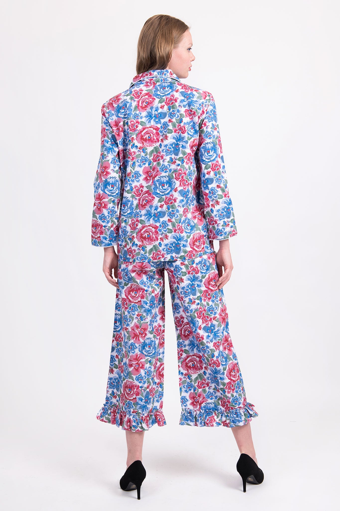 Pajama Set in Blue & Red Iris by Batsheva http://www.shoprecital.com