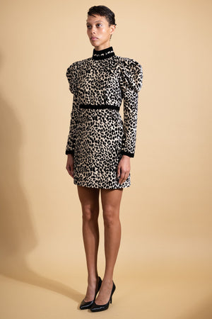 Mini Tate Dress in Leopard Velvet by Batsheva