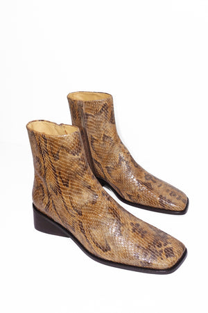  Rise Ankle Boot 30mm in Brown Snake Print Leather by Rejina Pyo
