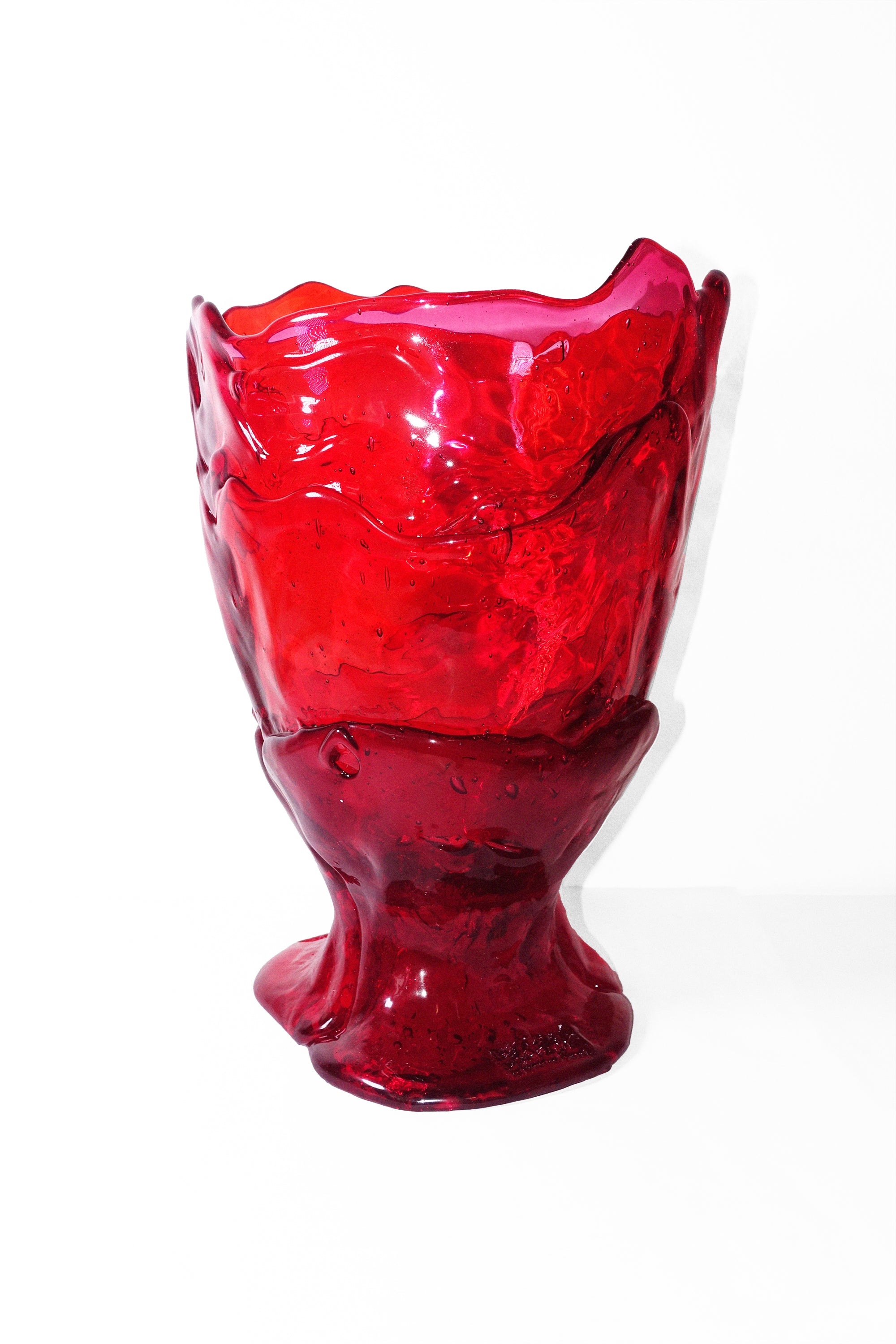 Twins C Vase in Clear Red & Fuchsia