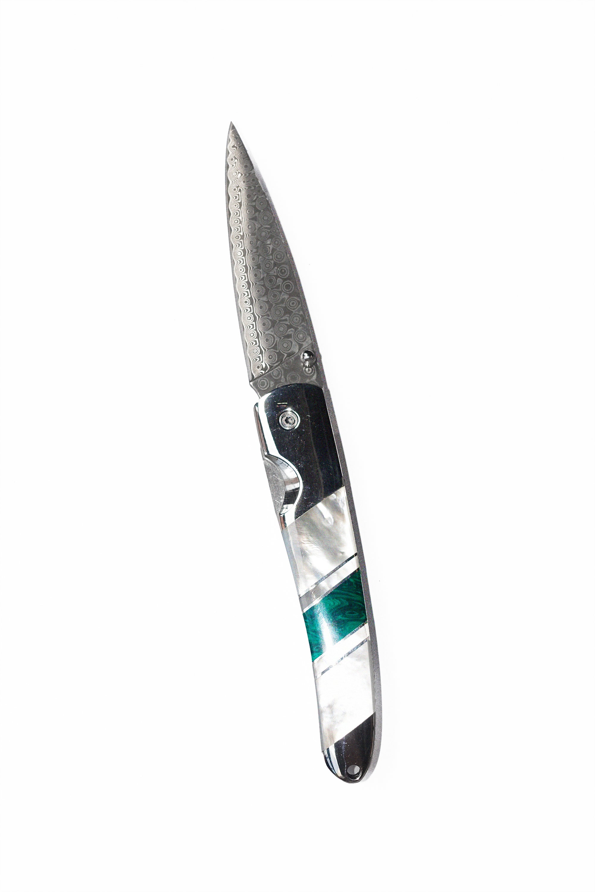 4" Pocket Knife in Malachite & Mother of Pearl
