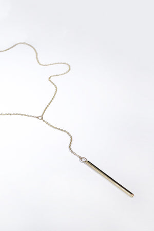 Linear Y Necklace in 14k Recycled Gold